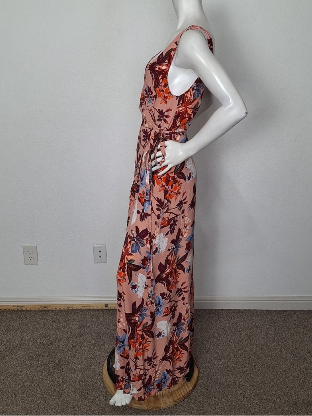 & Other Stories Pink Multi Floral Asymmetric Hem Romantic Maxi Wrap Dress Size 8 - Picture 8 of 13